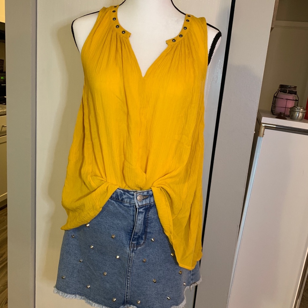 Mustard yellow studded tank